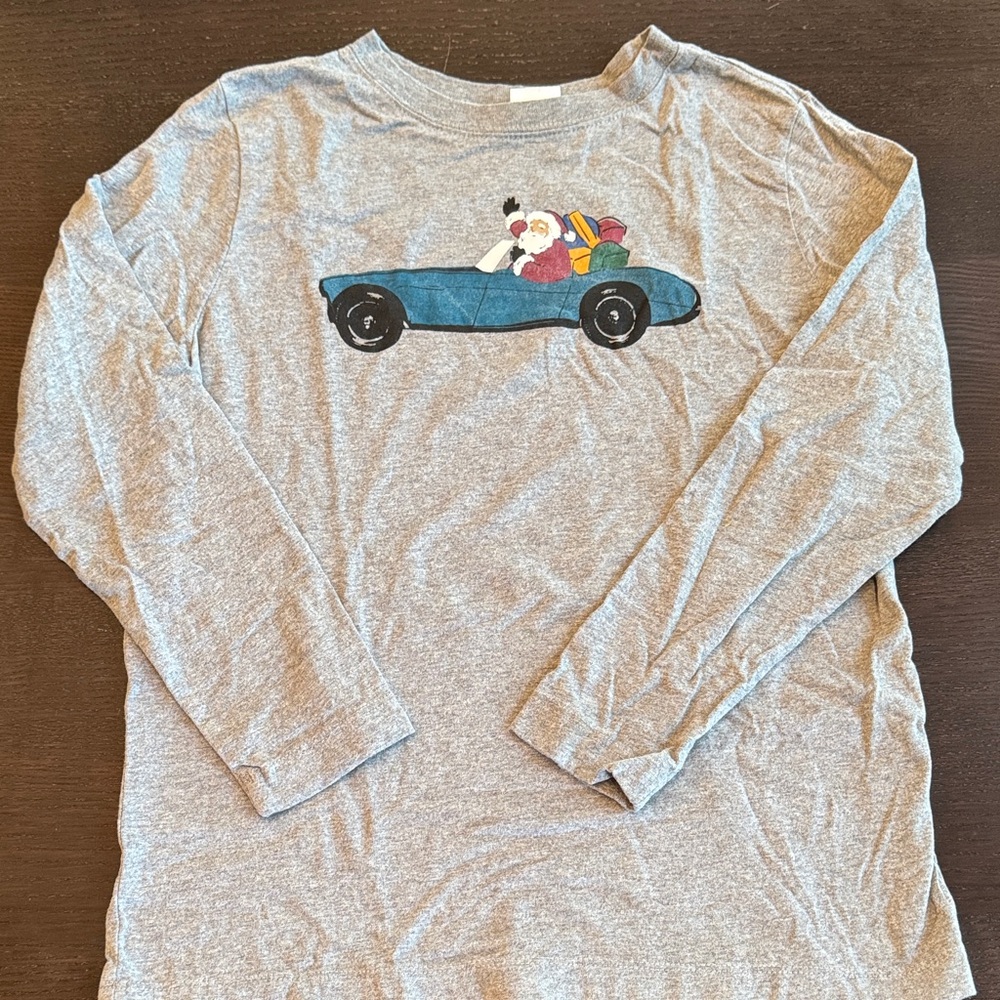 Hanna Andersson Gray Long Sleeve Tee with Blue Car Print